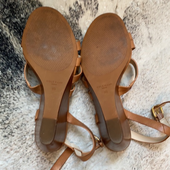 Cole Haan Nubuck Leather Wedged Sandals Size 9 - Picture 3 of 8